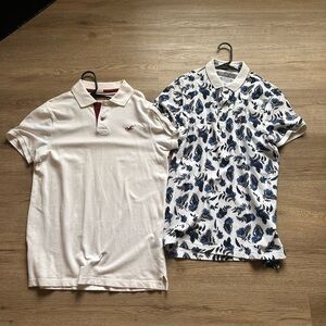 Hollister White and Burgundy Polo Shirt